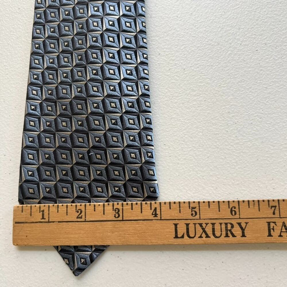 Ermenegildo Zegna Necktie Mens 60" Multicolor Geometric Textured Silk Italy Made - Picture 7 of 7